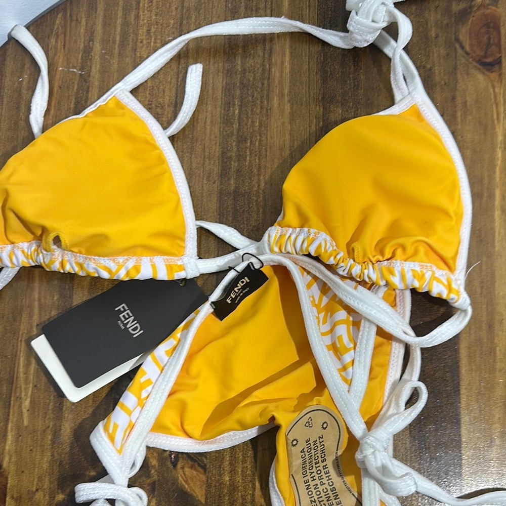 Fendi Yellow and White Swirl Bikini Swimwear - Picture 5 of 9